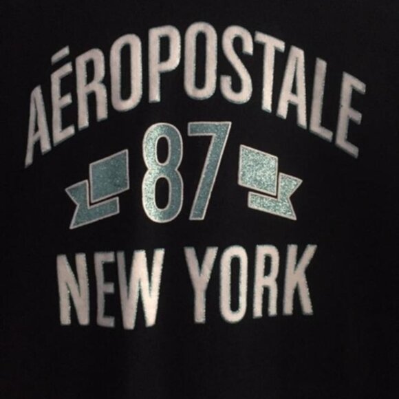 Youth Unisex Small Black Aeropostale 87 New York Sweatshirt Hoodie like new - Picture 3 of 7